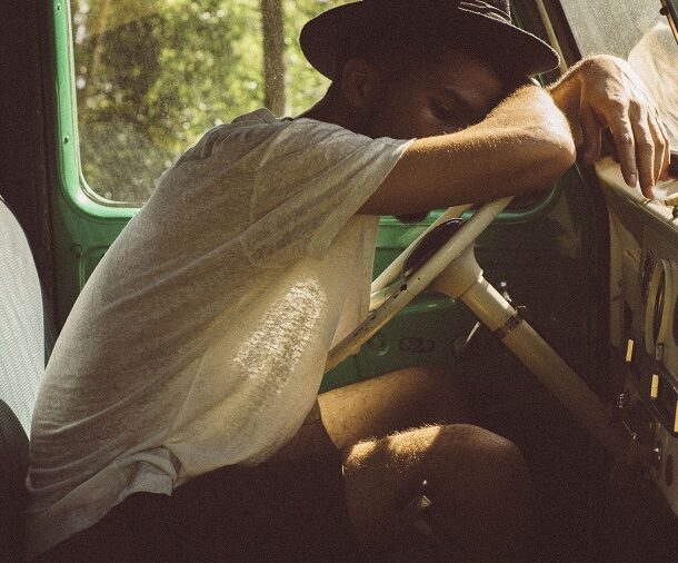 tired driver at the wheel