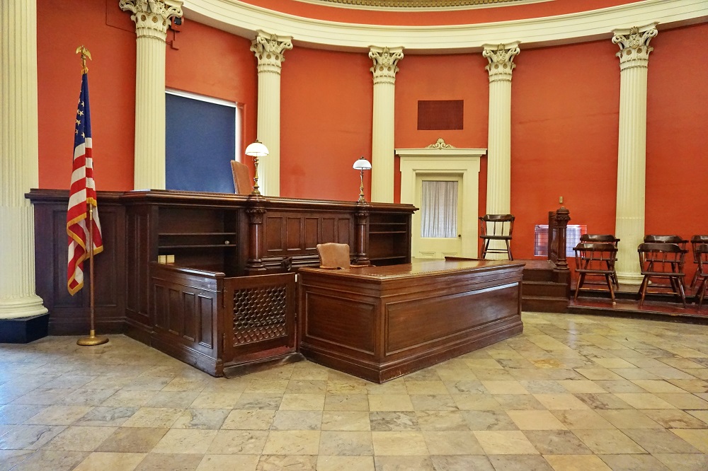 scene in court room empty