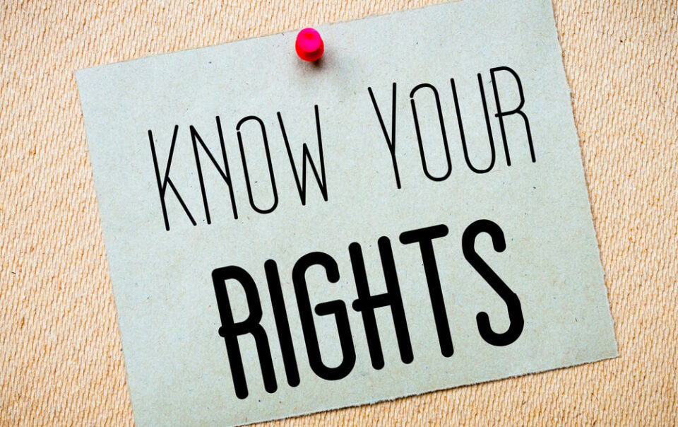 post it note reading KNOW YOUR RIGHTS