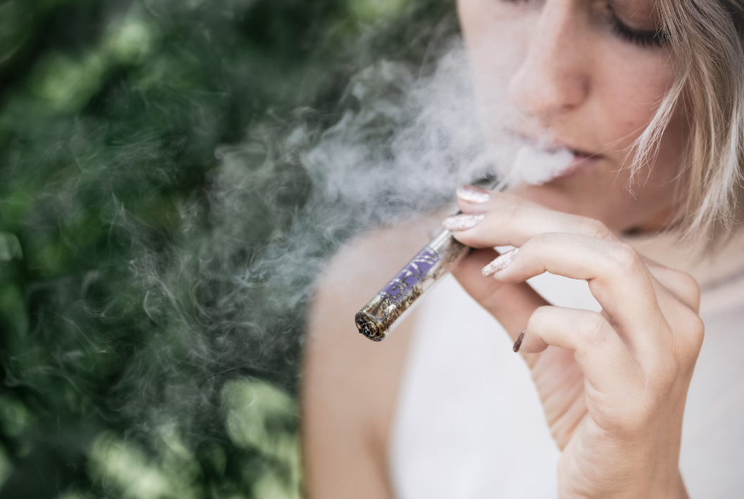 woman smoking weed