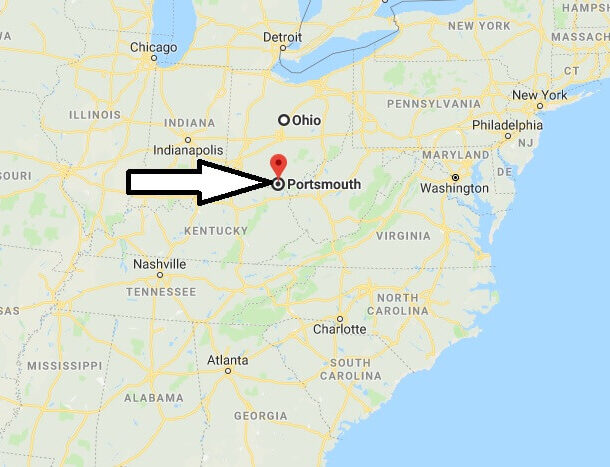 Map to Portsmouth Ohio