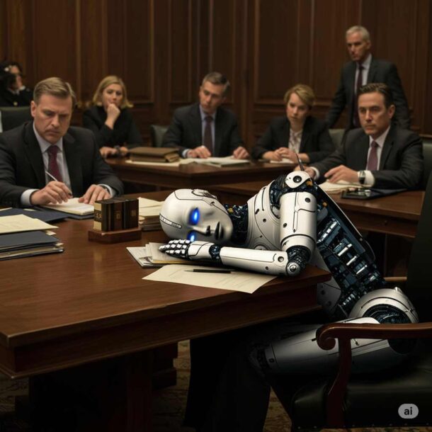 AI Lawyer falling asleep in court